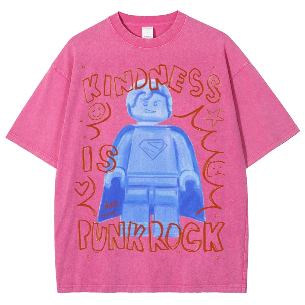 "Kindness Is Punk Rock" Lego Superman Washed T-Shirt