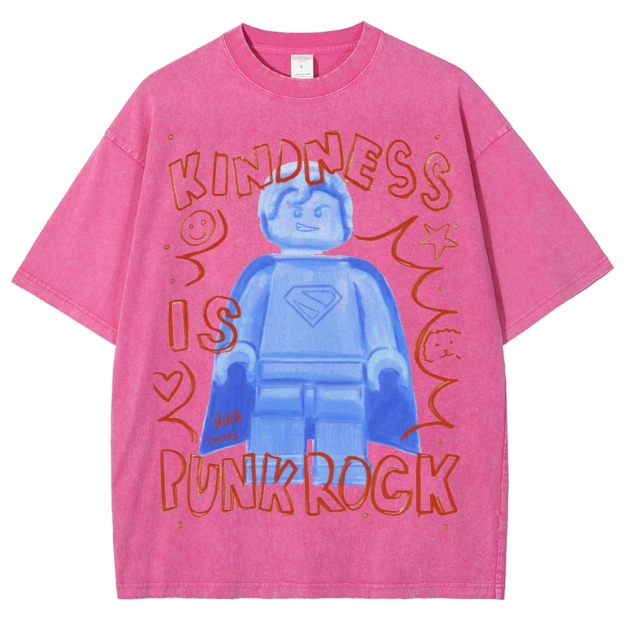 "Kindness Is Punk Rock" Lego Superman Washed T-Shirt