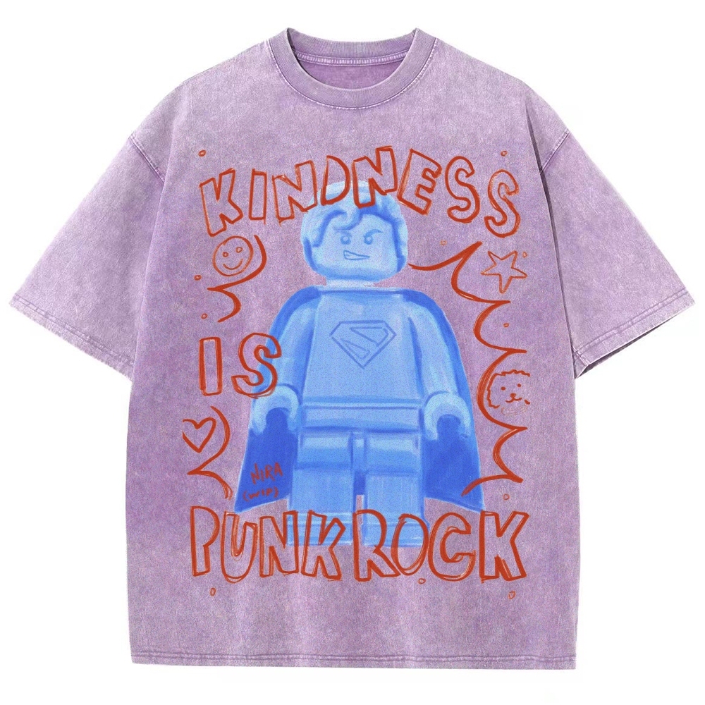 "Kindness Is Punk Rock" Lego Superman Washed T-Shirt