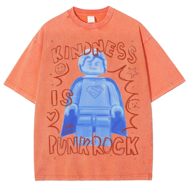 "Kindness Is Punk Rock" Lego Superman Washed T-Shirt
