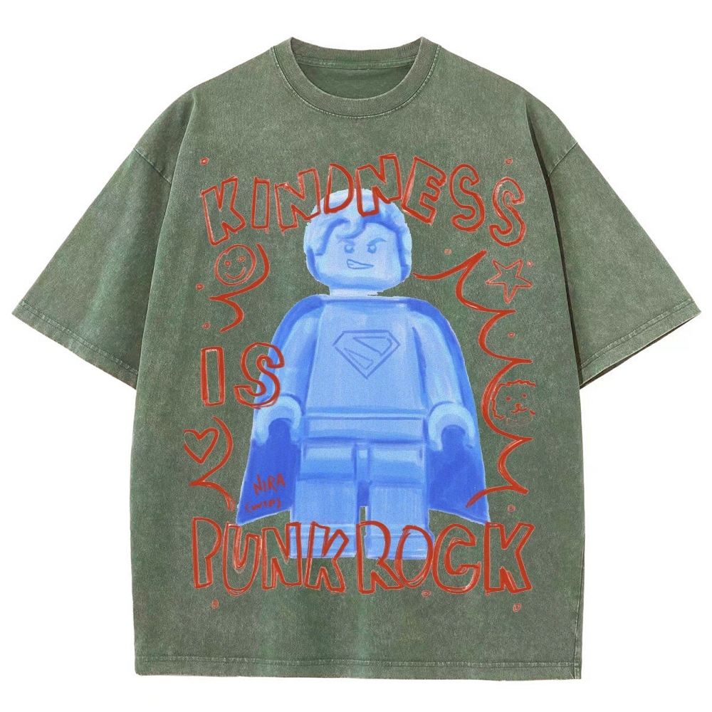 "Kindness Is Punk Rock" Lego Superman Washed T-Shirt