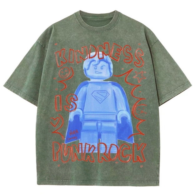 "Kindness Is Punk Rock" Lego Superman Washed T-Shirt