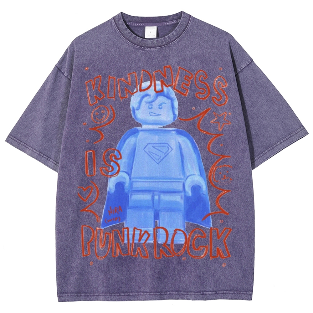 "Kindness Is Punk Rock" Lego Superman Washed T-Shirt
