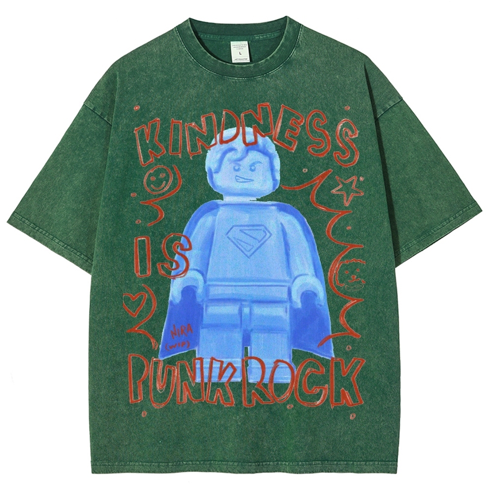 "Kindness Is Punk Rock" Lego Superman Washed T-Shirt