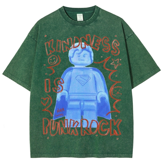 "Kindness Is Punk Rock" Lego Superman Washed T-Shirt