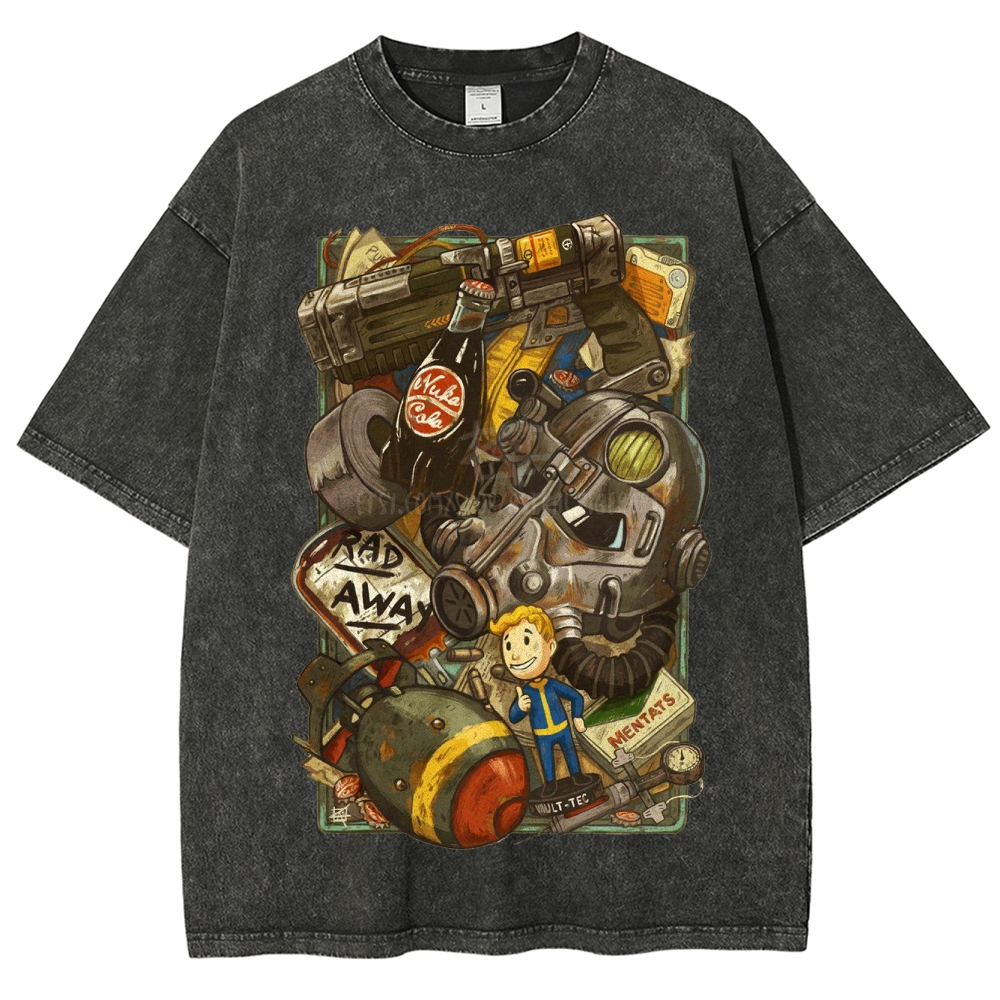 "Vault Dweller Survival Kit" Fallout Washed T-Shirt
