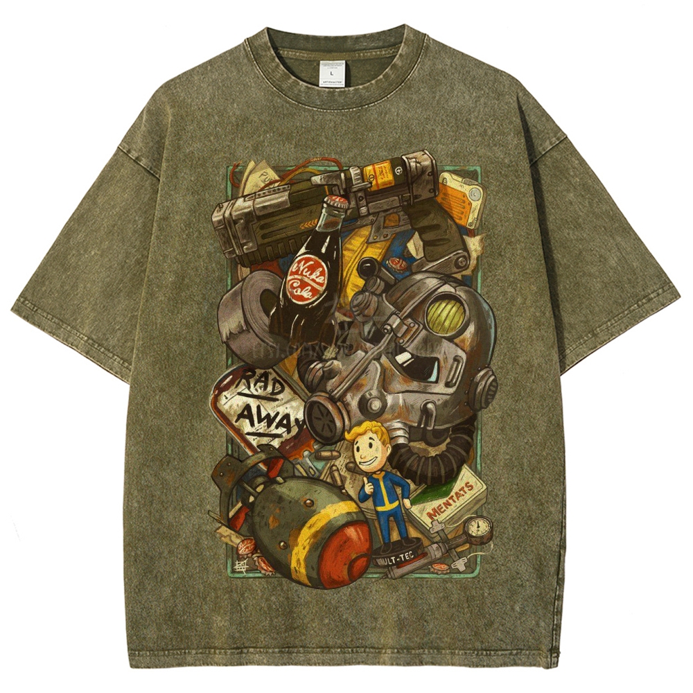 "Vault Dweller Survival Kit" Fallout Washed T-Shirt