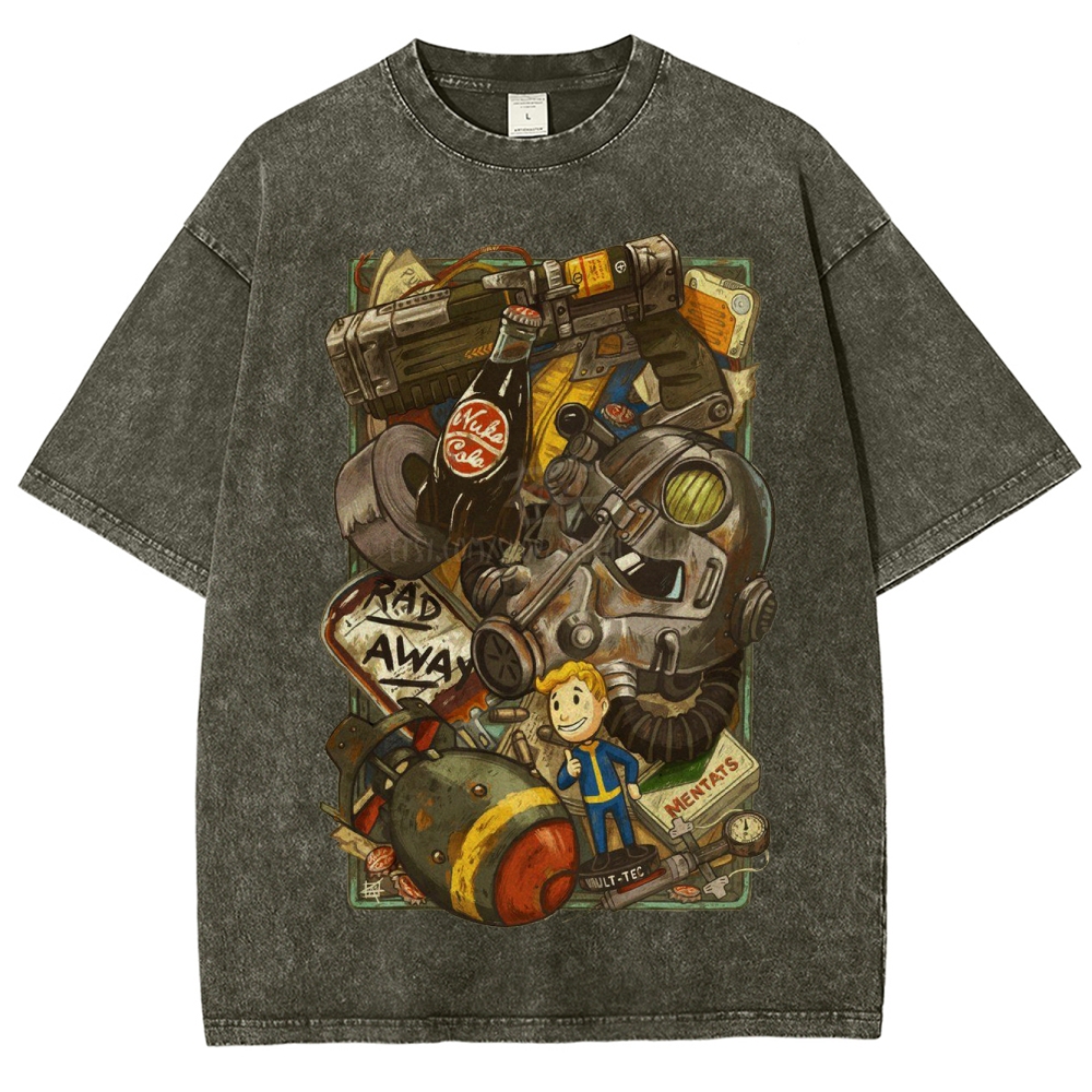 "Vault Dweller Survival Kit" Fallout Washed T-Shirt