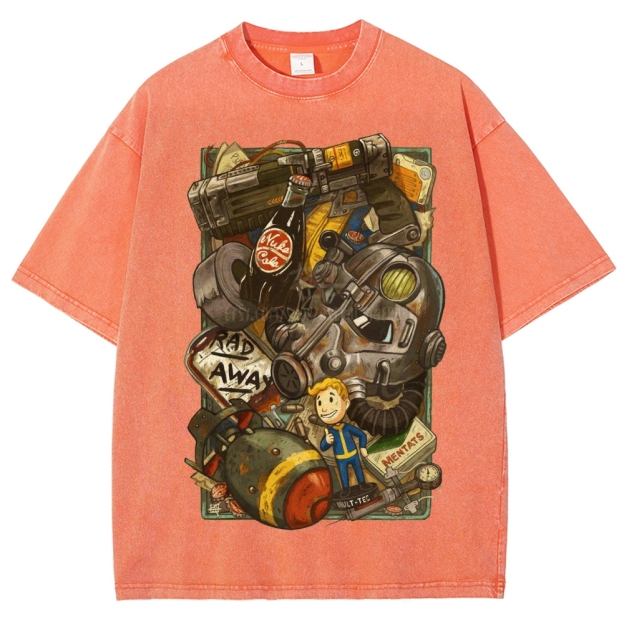 "Vault Dweller Survival Kit" Fallout Washed T-Shirt