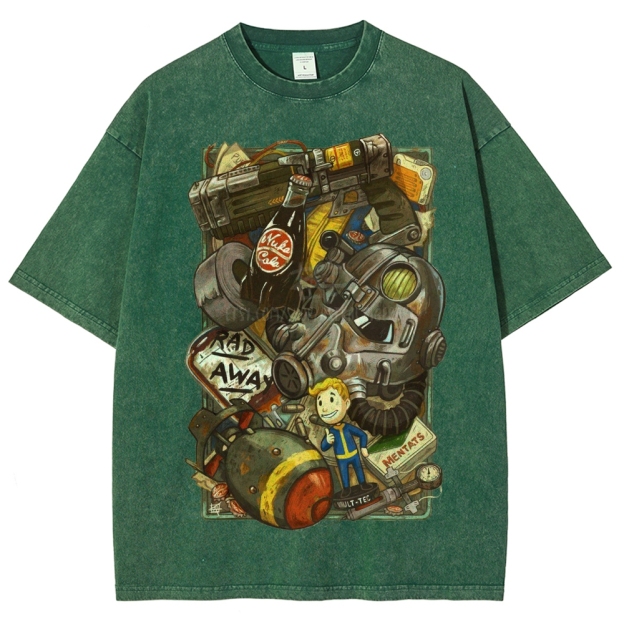 "Vault Dweller Survival Kit" Fallout Washed T-Shirt