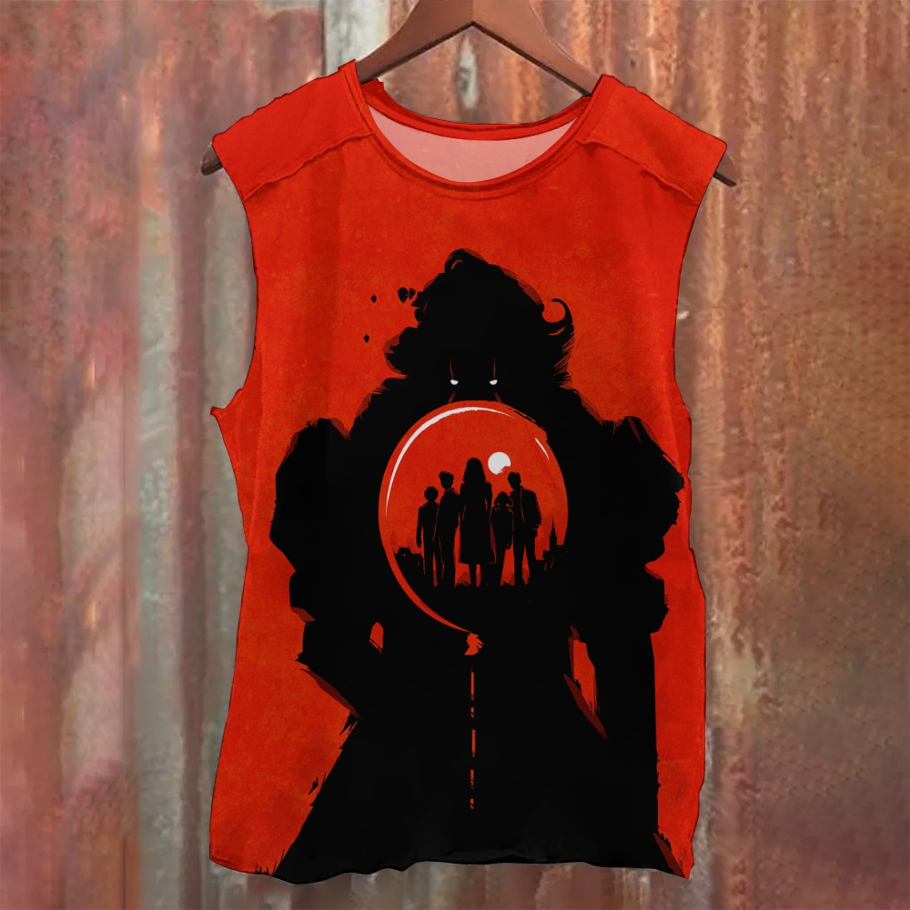 Horror-Inspired Red  Printed Tank Top 