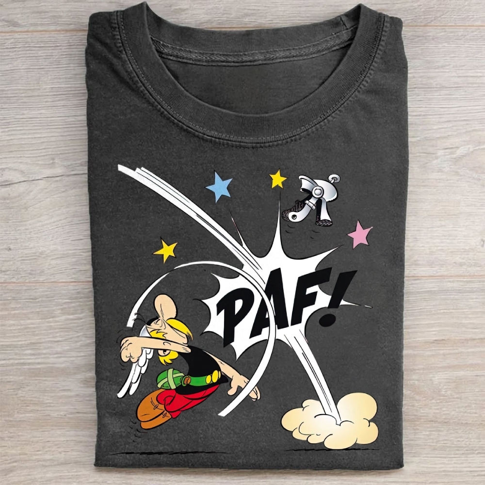 Retro Comic Punch Graphic Washed Tee 