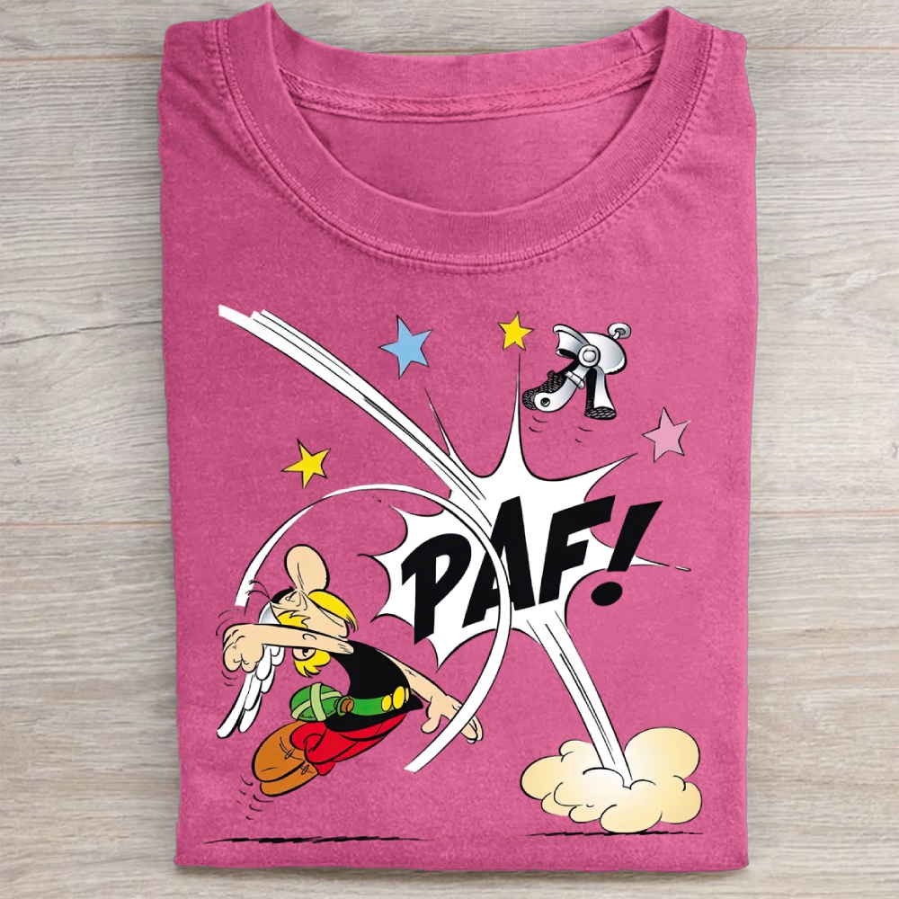 Retro Comic Punch Graphic Washed Tee 