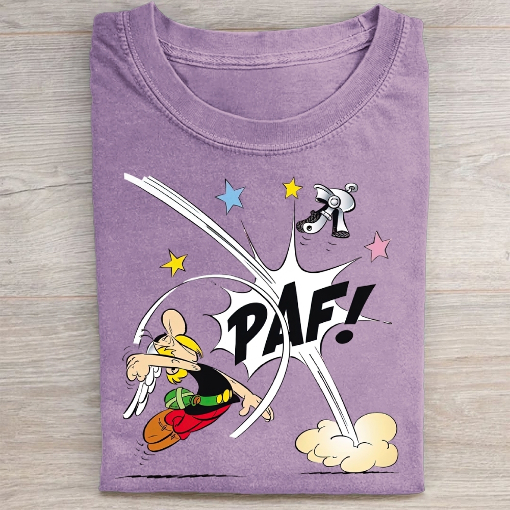 Retro Comic Punch Graphic Washed Tee 