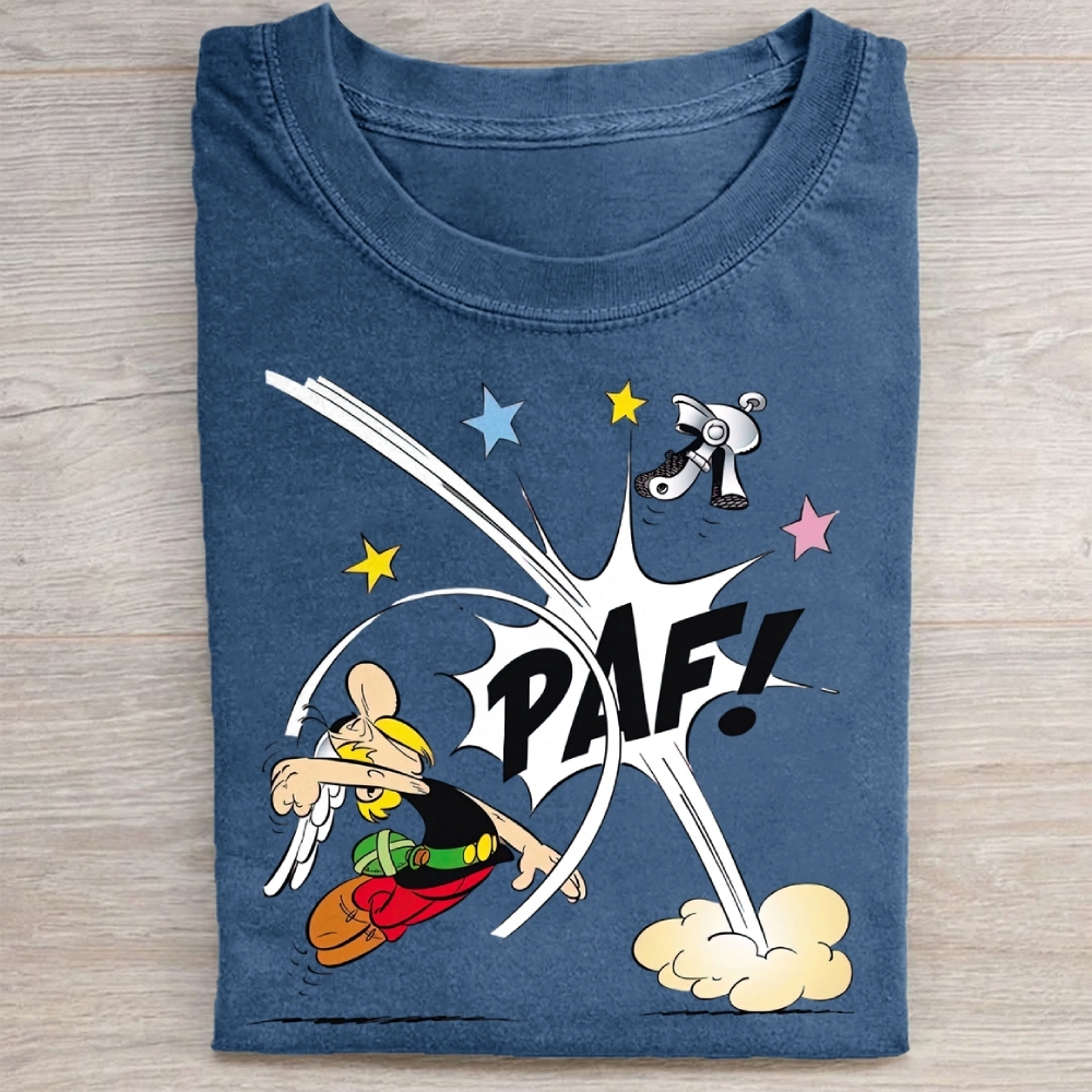 Retro Comic Punch Graphic Washed Tee 