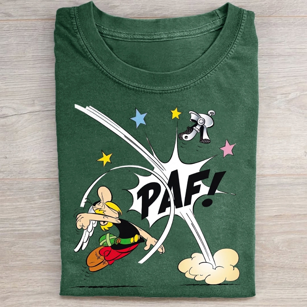 Retro Comic Punch Graphic Washed Tee