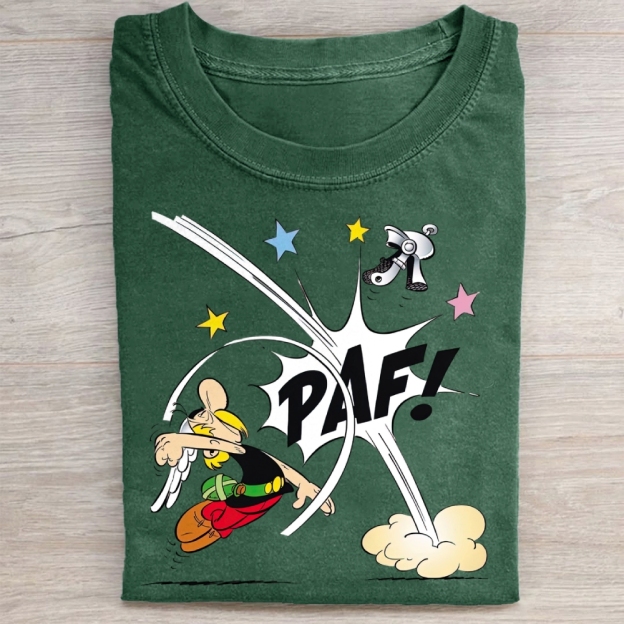 Retro Comic Punch Graphic Washed Tee 