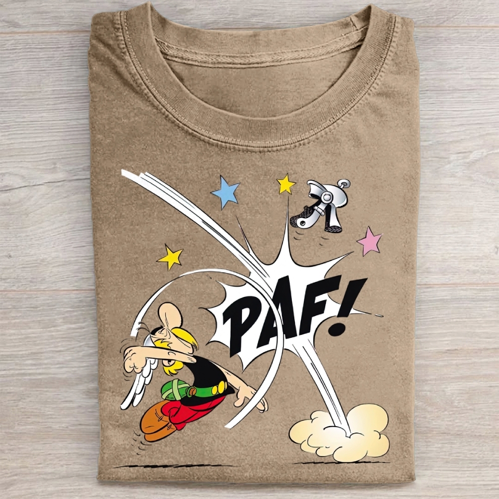 Retro Comic Punch Graphic Washed Tee 