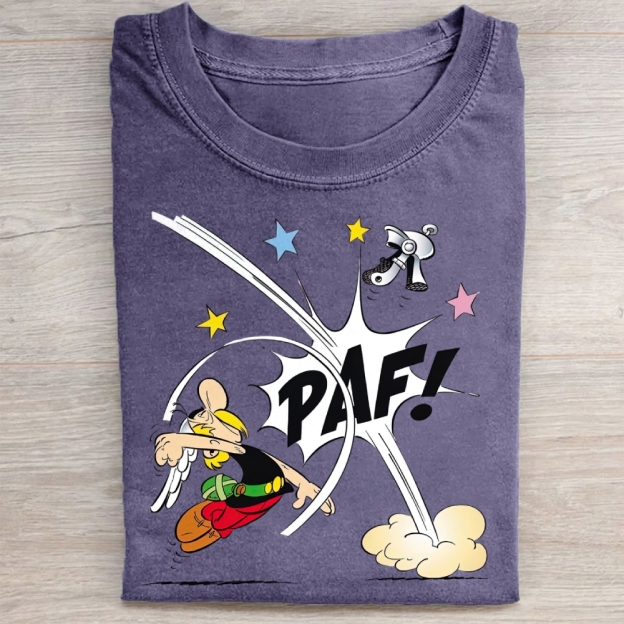 Retro Comic Punch Graphic Washed Tee 