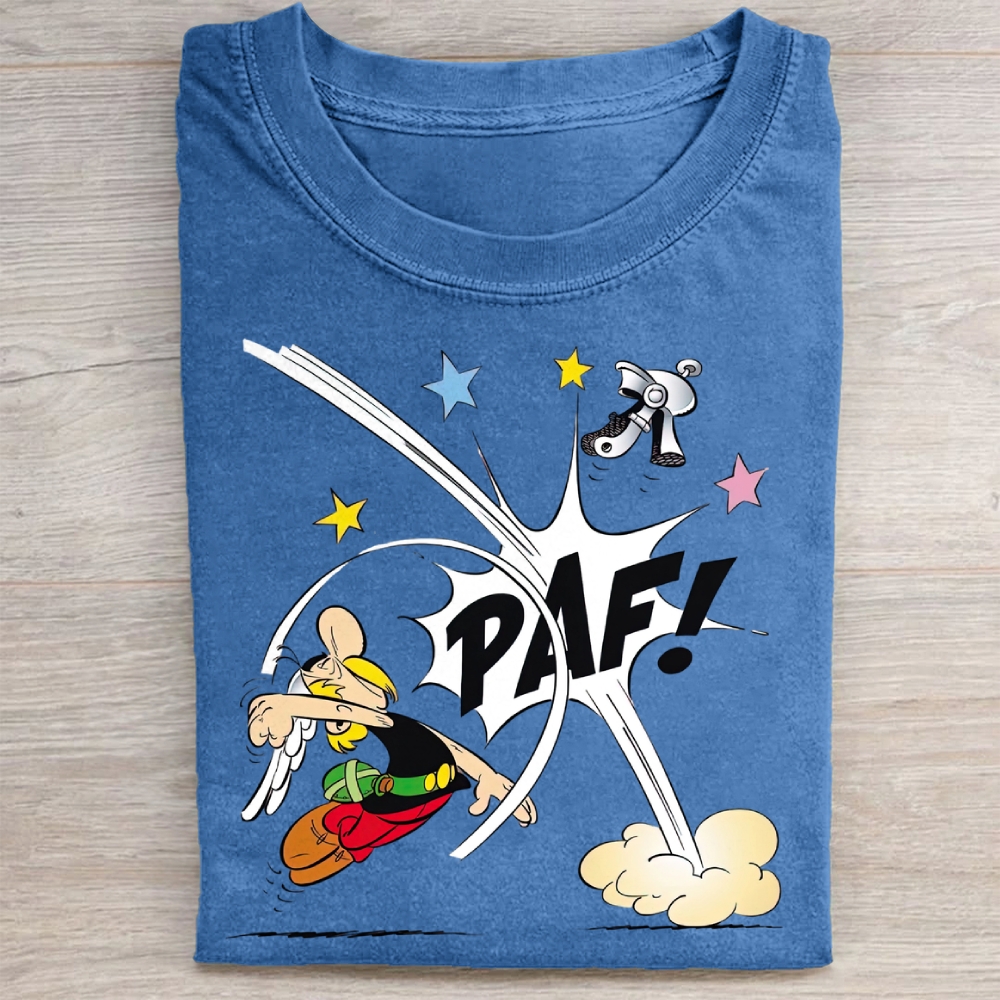 Retro Comic Punch Graphic Washed Tee 