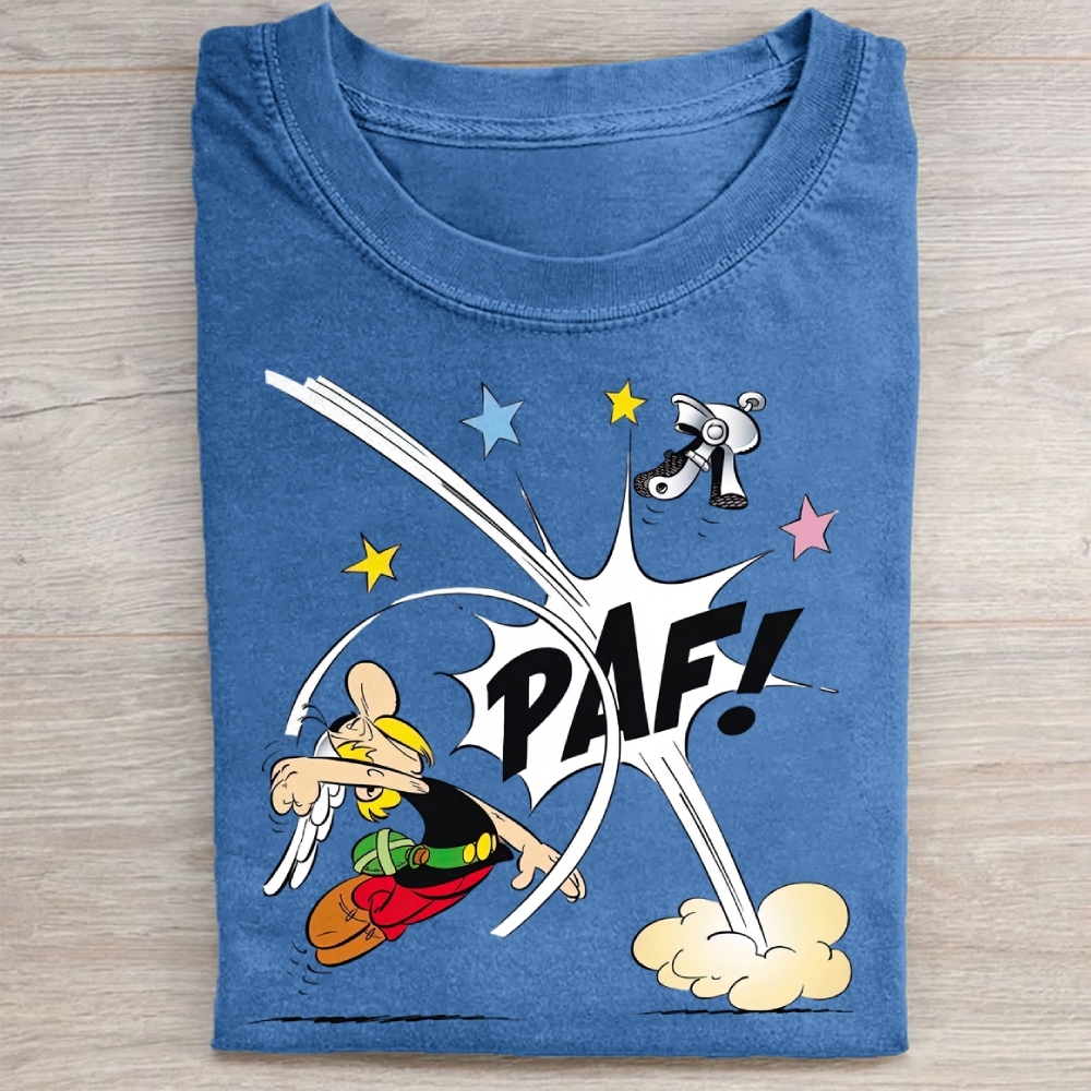 Retro Comic Punch Graphic Washed Tee 