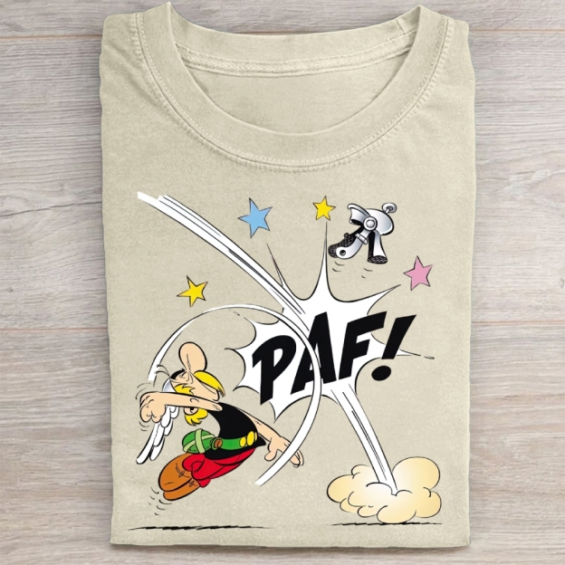 Retro Comic Punch Graphic Washed Tee 