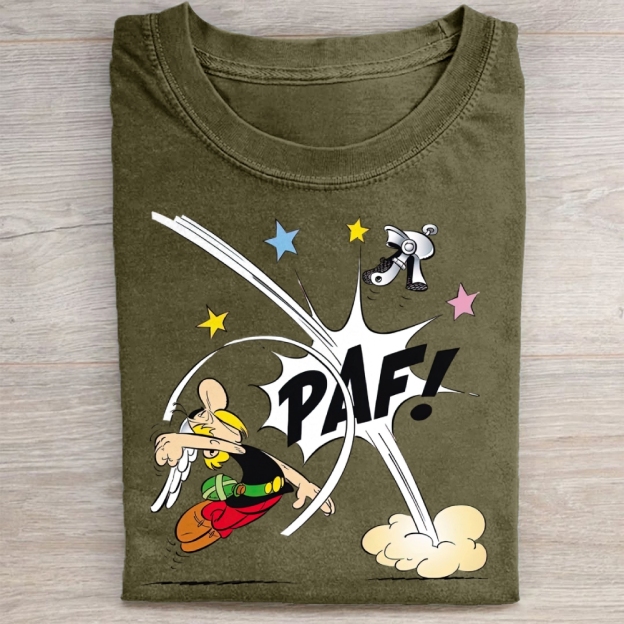 Retro Comic Punch Graphic Washed Tee 