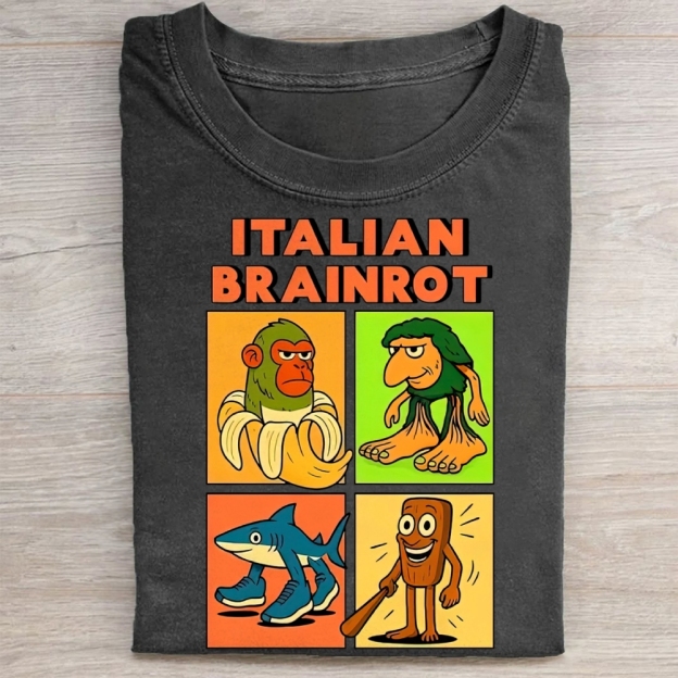Italian Brainrot Meme Washed Tee 