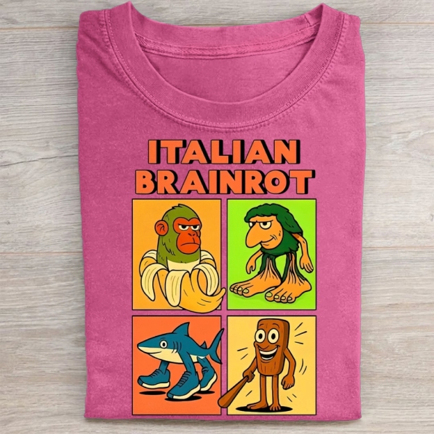 Italian Brainrot Meme Washed Tee 
