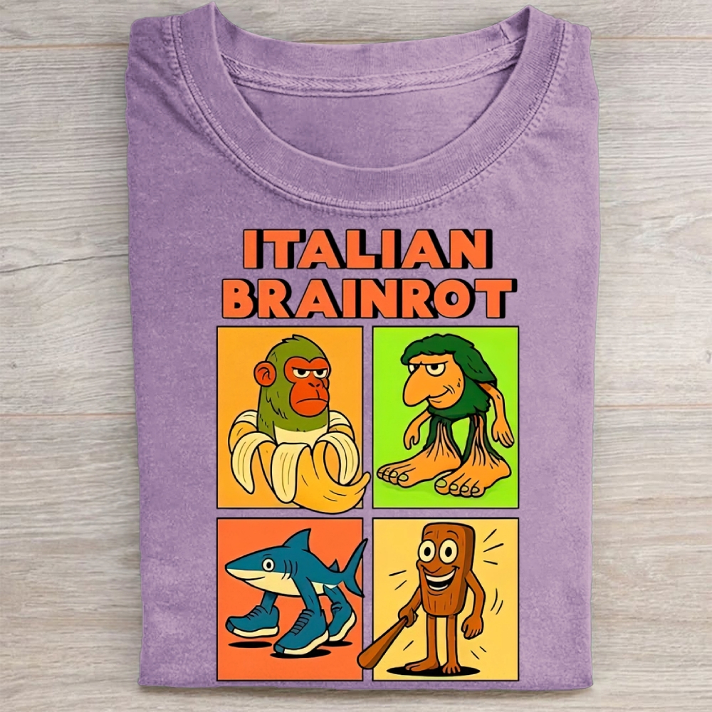 Italian Brainrot Meme Washed Tee 