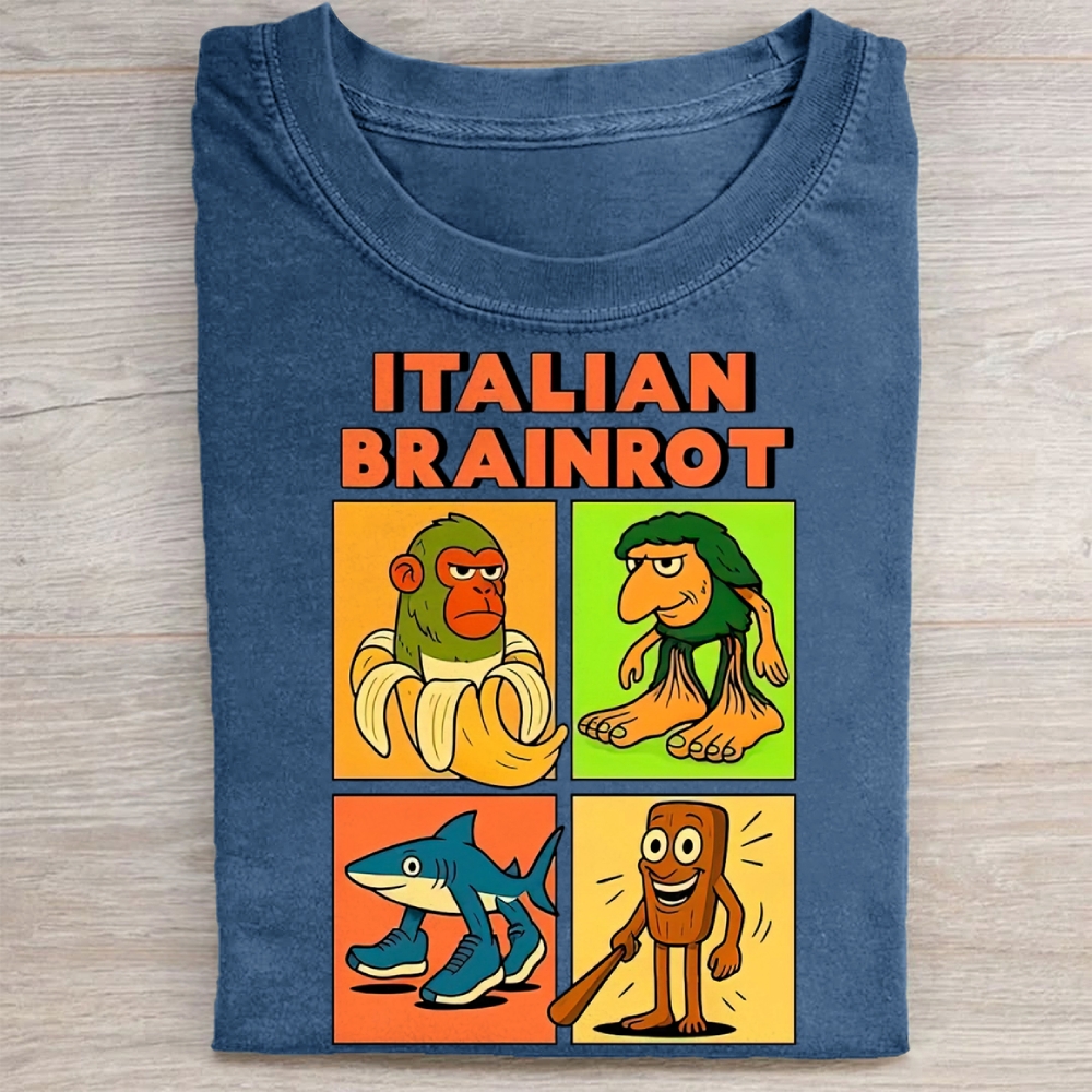 Italian Brainrot Meme Washed Tee 