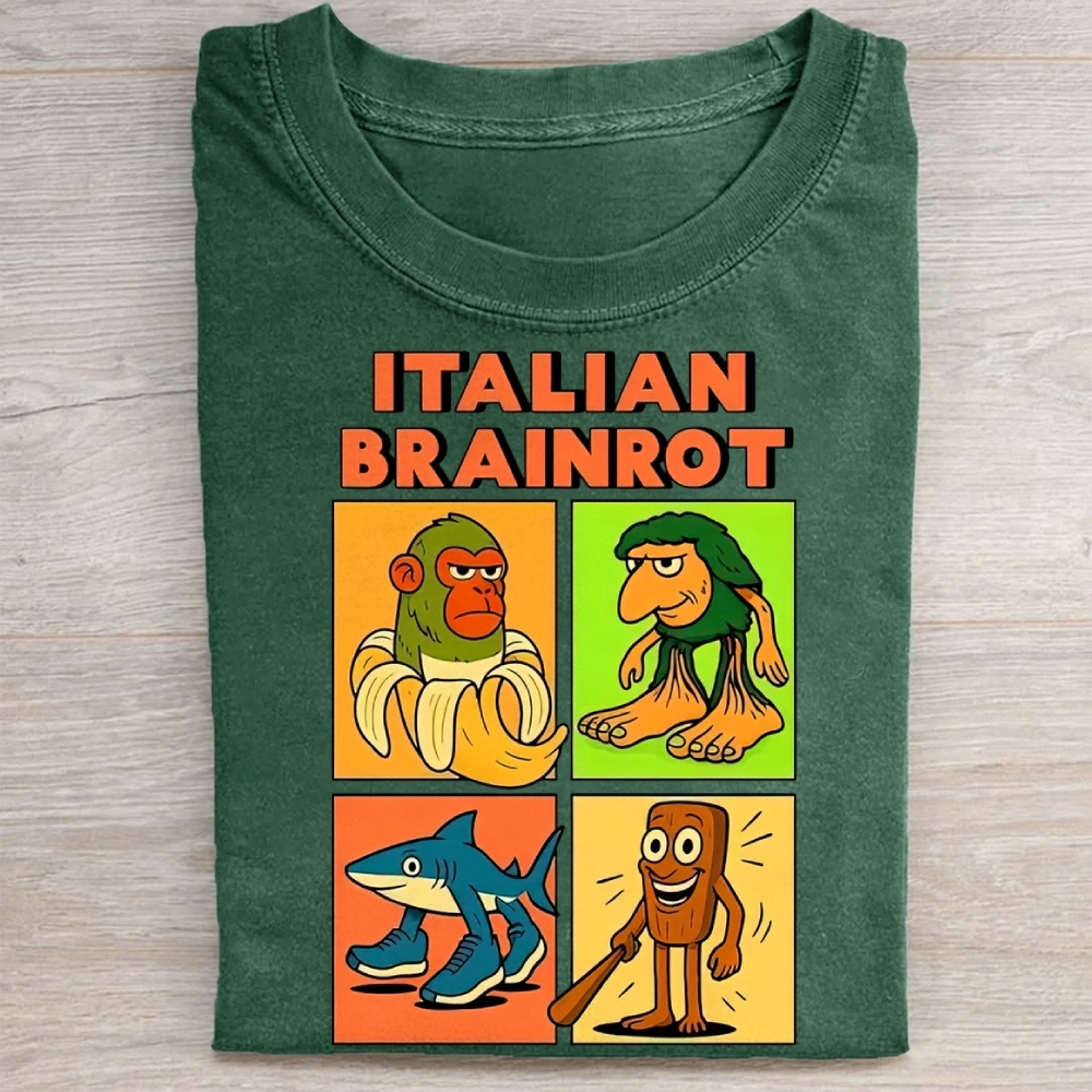 Italian Brainrot Meme Washed Tee 