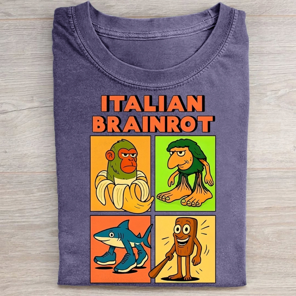 Italian Brainrot Meme Washed Tee 