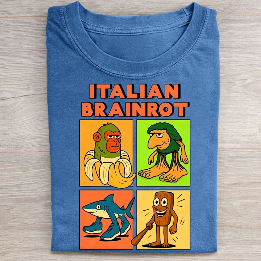 Italian Brainrot Meme Washed Tee 