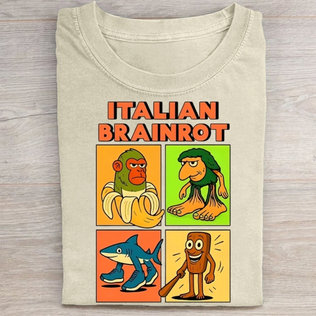 Italian Brainrot Meme Washed Tee 