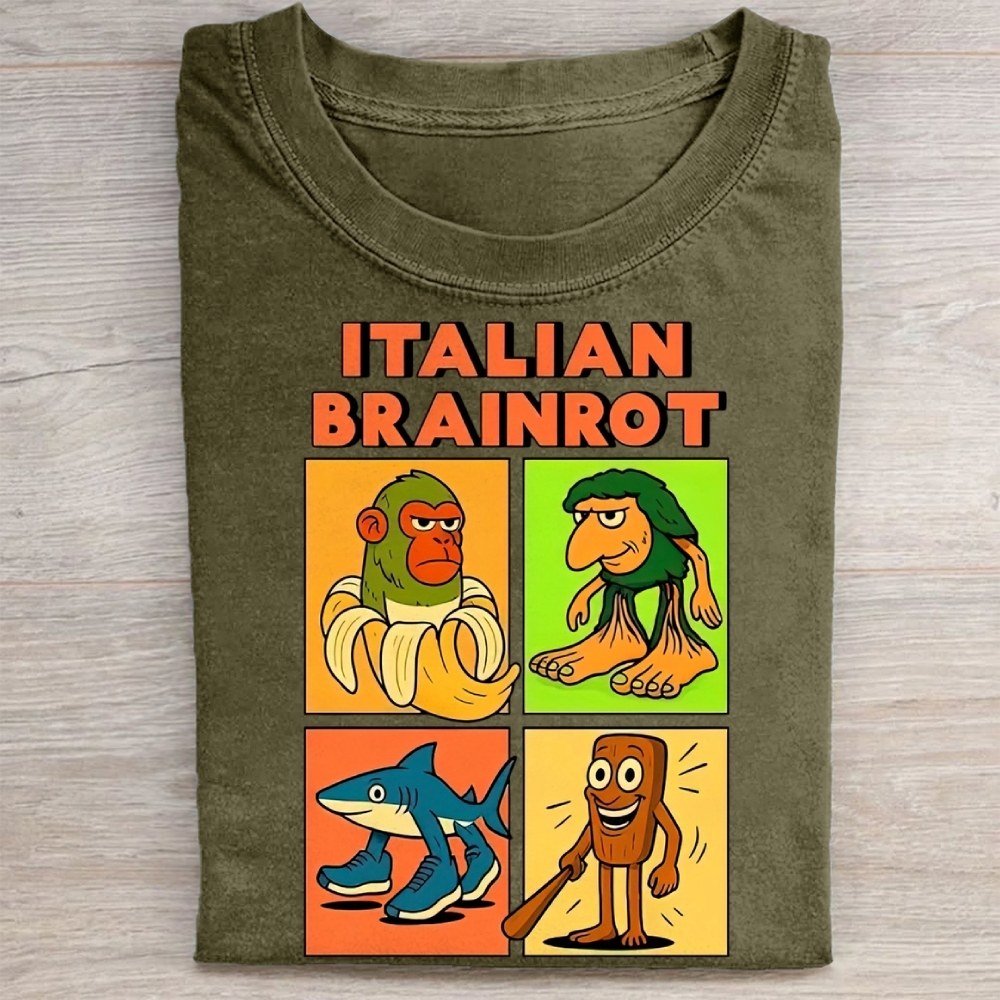 Italian Brainrot Meme Washed Tee 