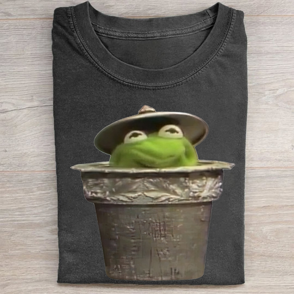 "Trash Can Kermit" Parody Vintage Washed Tee