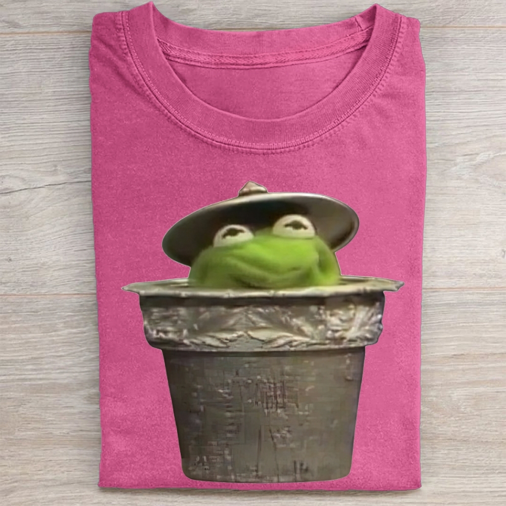 "Trash Can Kermit" Parody Vintage Washed Tee