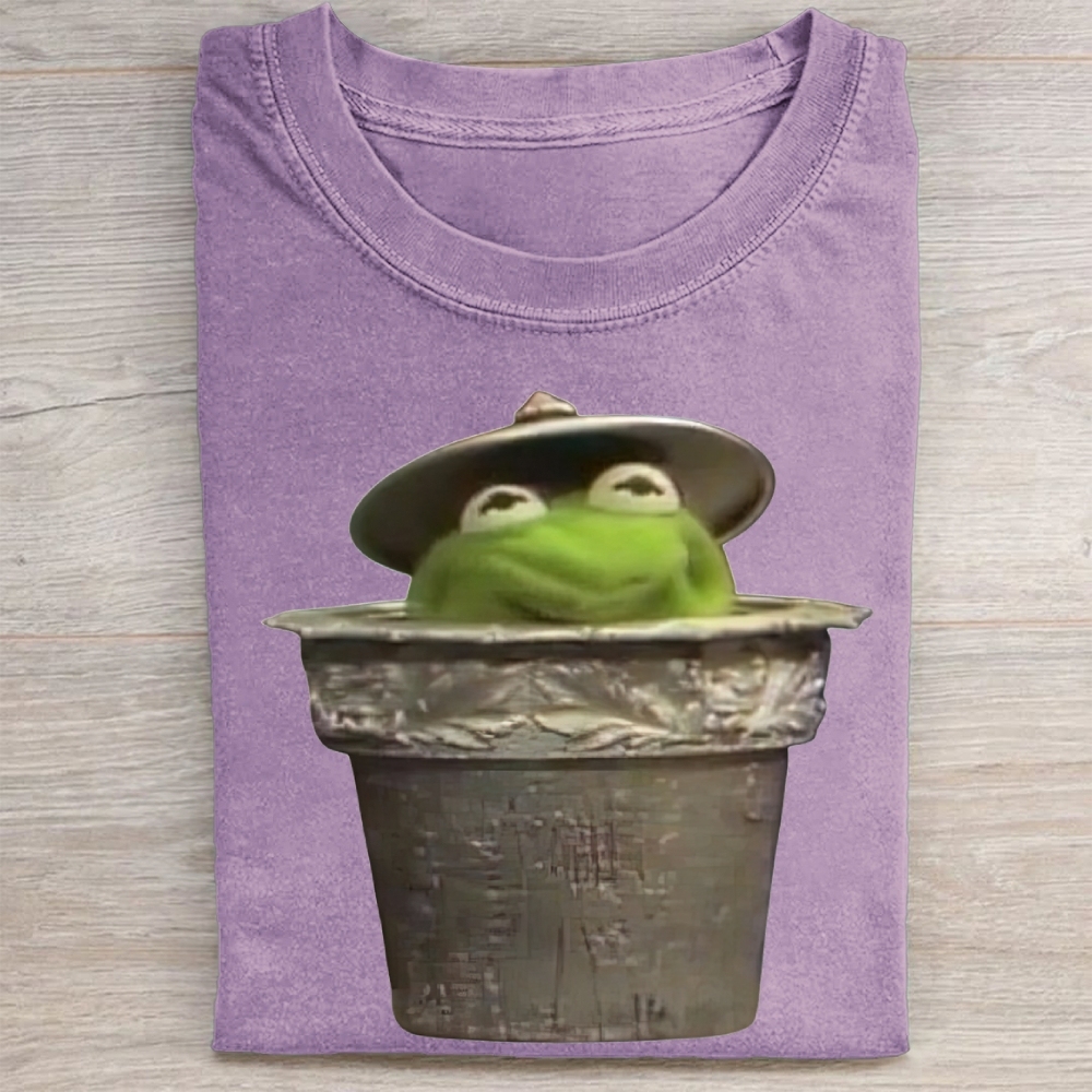 "Trash Can Kermit" Parody Vintage Washed Tee