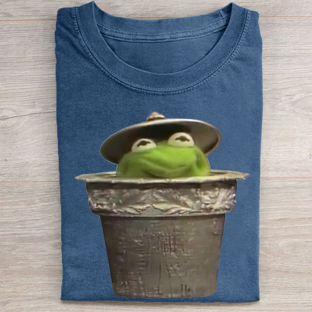 "Trash Can Kermit" Parody Vintage Washed Tee