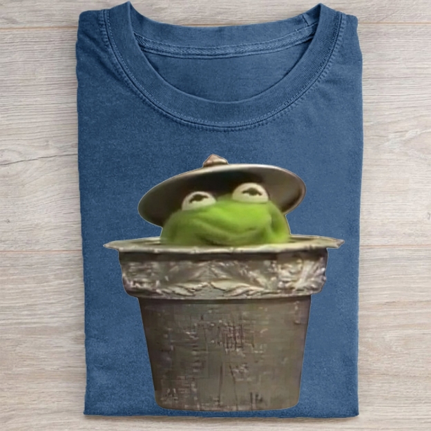 "Trash Can Kermit" Parody Vintage Washed Tee