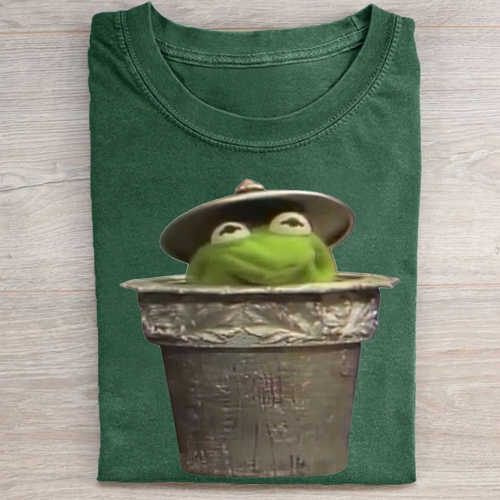 "Trash Can Kermit" Parody Vintage Washed Tee