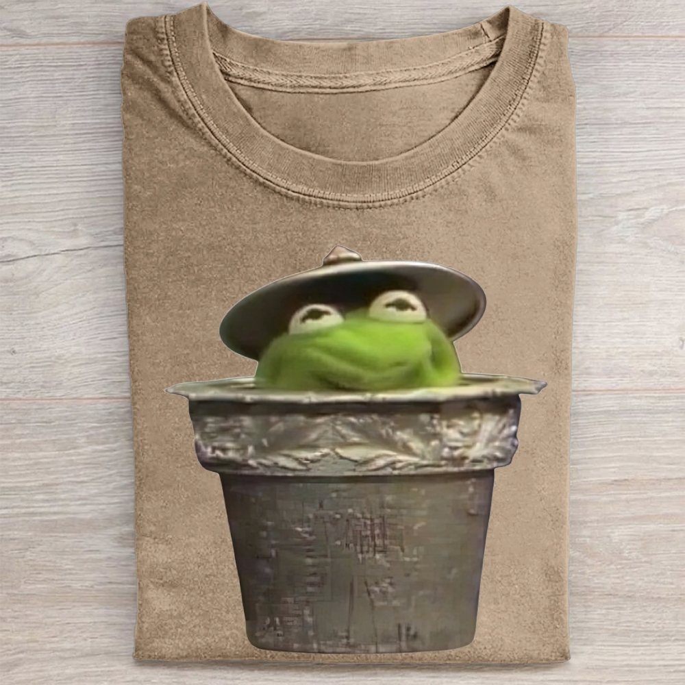 "Trash Can Kermit" Parody Vintage Washed Tee