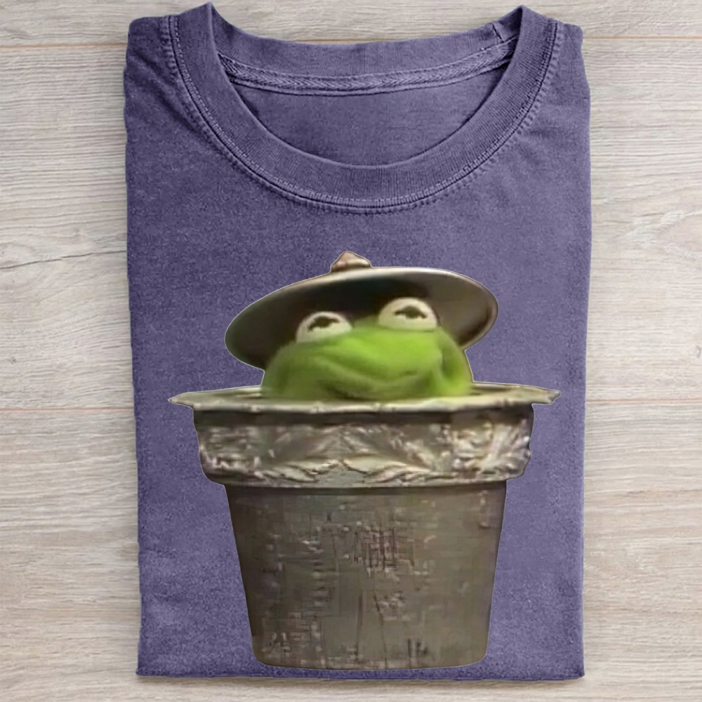 "Trash Can Kermit" Parody Vintage Washed Tee
