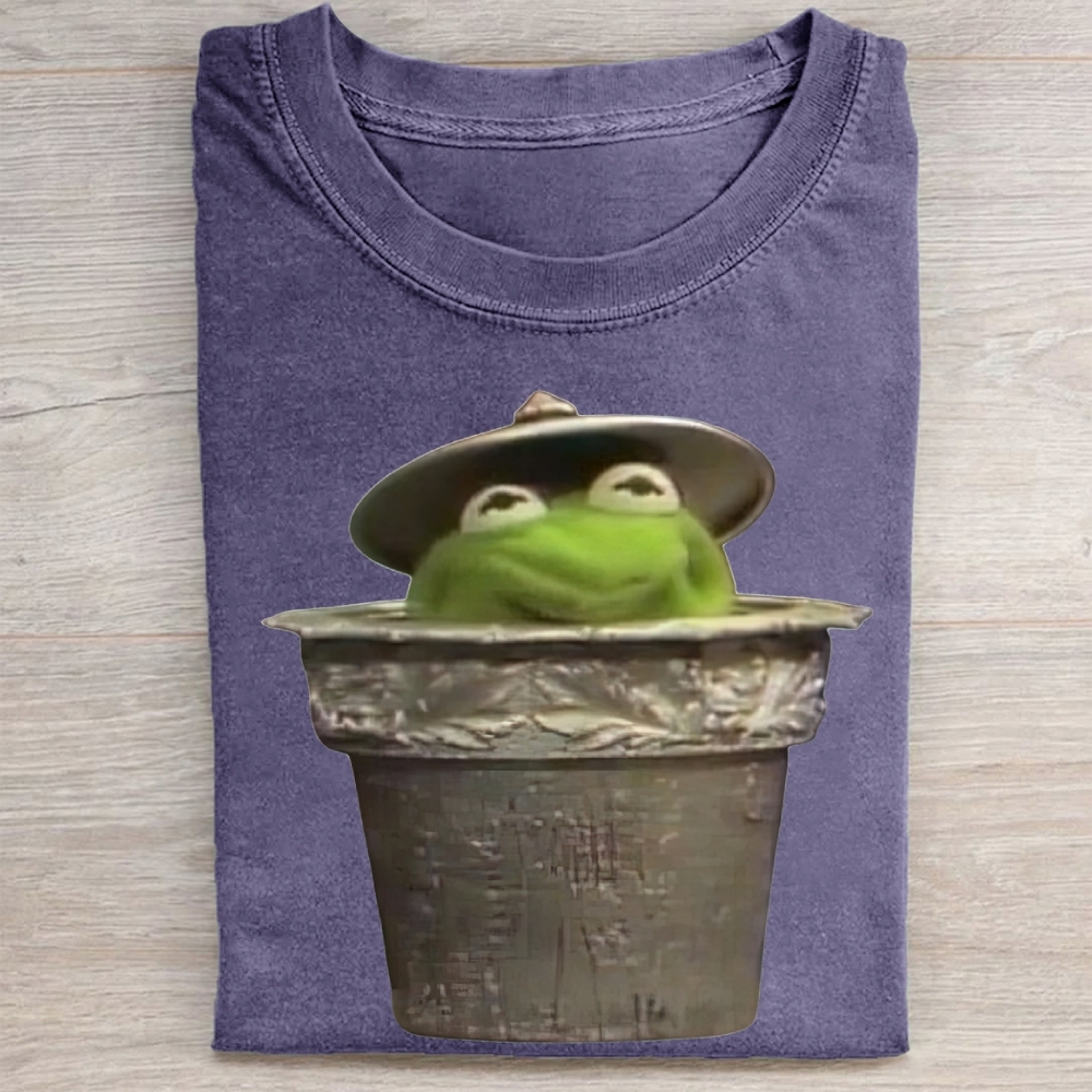 "Trash Can Kermit" Parody Vintage Washed Tee