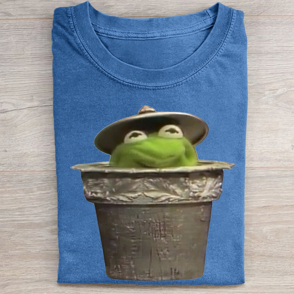 "Trash Can Kermit" Parody Vintage Washed Tee