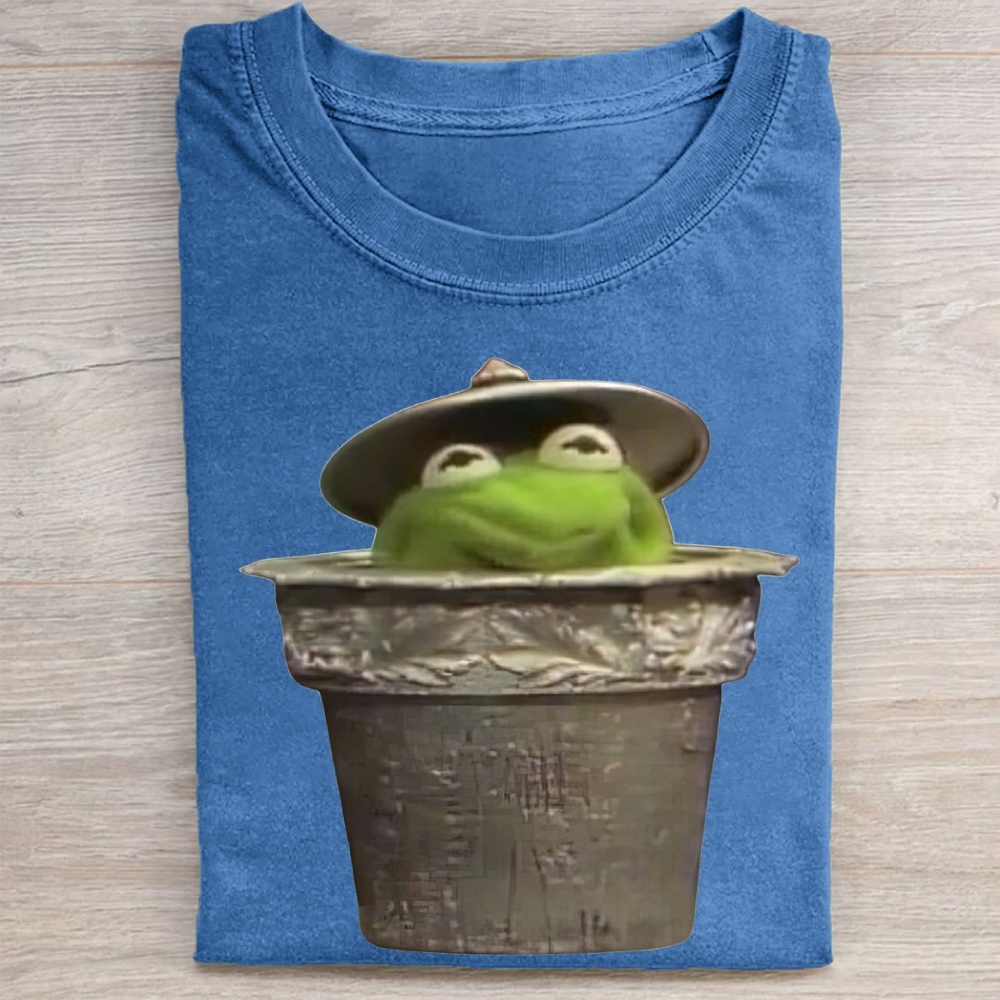 "Trash Can Kermit" Parody Vintage Washed Tee