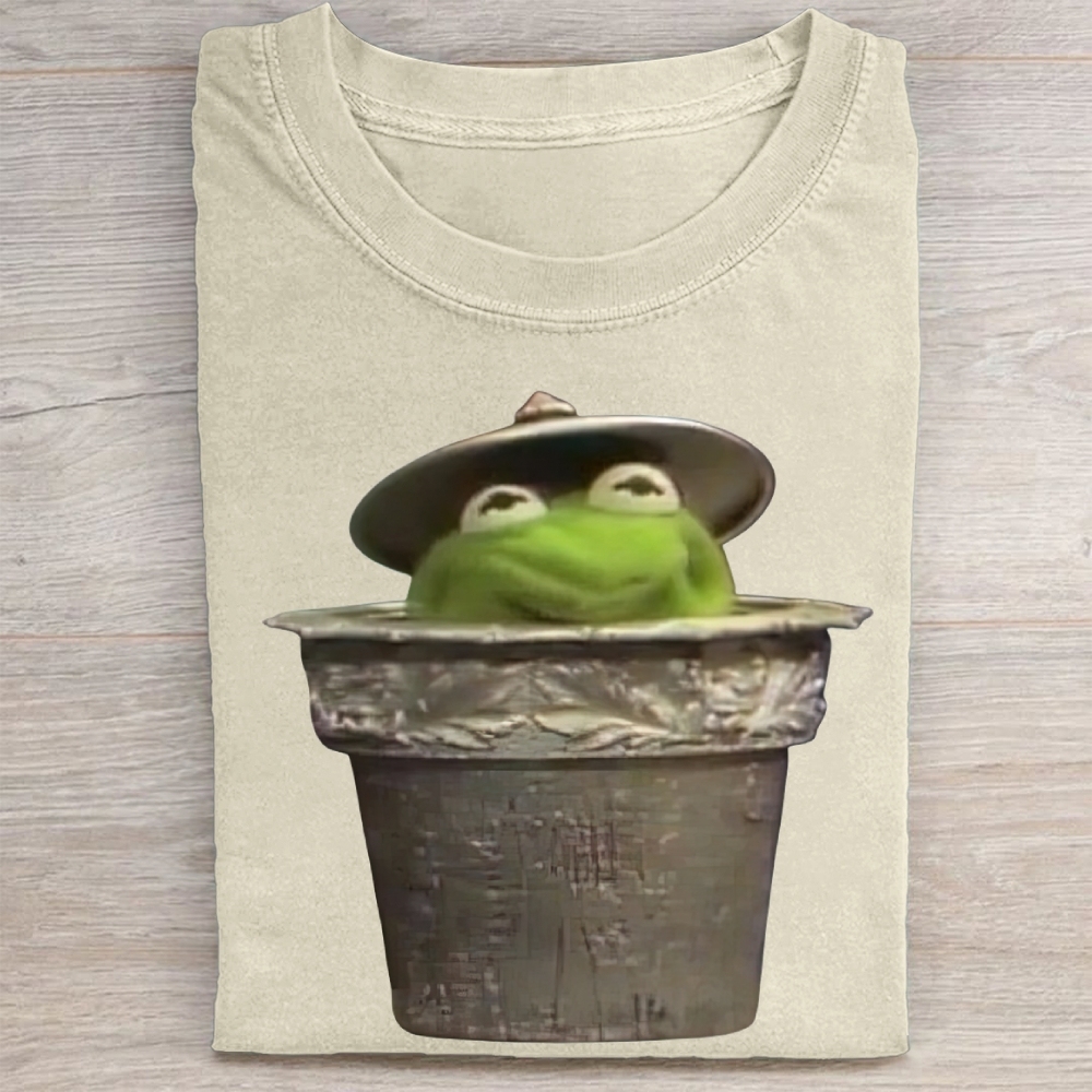 "Trash Can Kermit" Parody Vintage Washed Tee