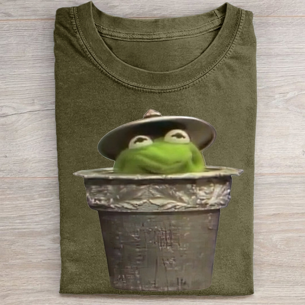 "Trash Can Kermit" Parody Vintage Washed Tee