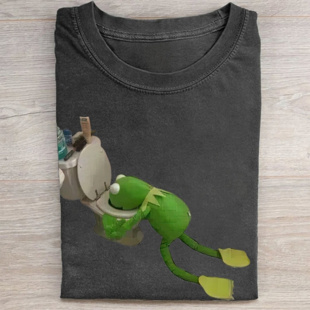 "Toilet Kermit" Meme Vintage Washed Tee 